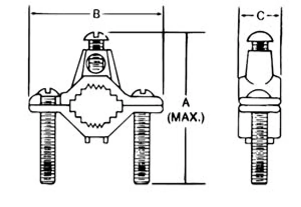Thomas And Betts J2-BB Ground Clamp, Cast Bronze, Type J