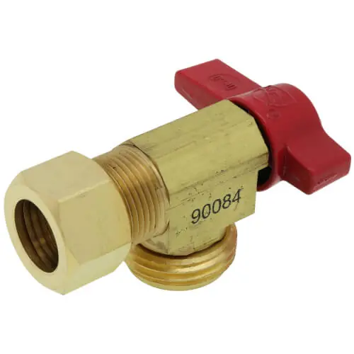 Oatey 38432 1/4 Turn Short Brass Ball Valve for Washing Machine Outlet Box w/ UNS Red Nut Compression