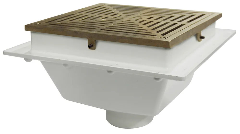 Sioux Chief 861-4PN 4 SquareMax PVC Floor Sink w/ Nickel Bronze Ring & Strainer