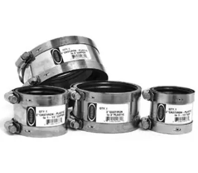 PASCO 5844CP ProSeal 4 in. CI x PL/ST/XH-CI Stainless Steel Flexible Shielded Transition Coupling