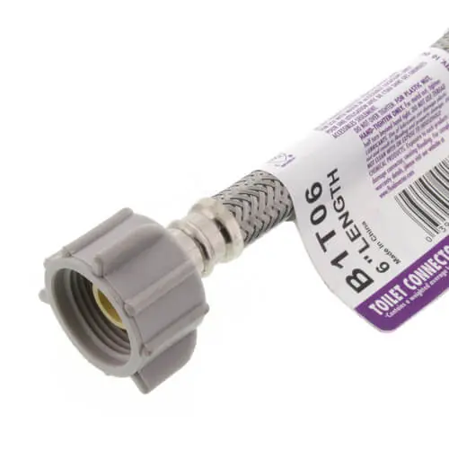 Fluidmaster B1T06 6 Braided Stainless Steel Hose Toilet Connector 3/8 Compression x 7/8 Ballcock