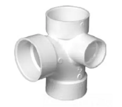 CHARLOTTE PIPE PVC 00417 0600 3 in. Hub x Hub x Hub PVC DWV Sanitary Tee with 1-1/2 in. Right Side Inlet