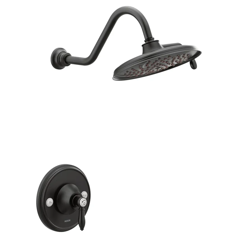 Moen TS32102BL Weymouth Posi-Temp Single-Handle 2-Spray Shower Only Trim Kit in Matte Black (Valve Sold Separately)