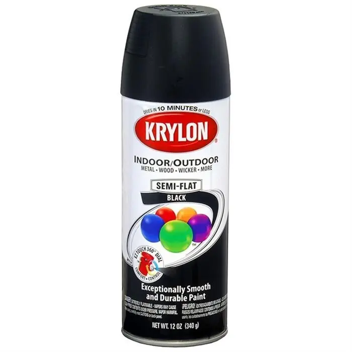 Krylon K01613 Industrial 5-Ball Black Semi-Matte Alkyd Enamel Paint 16 oz