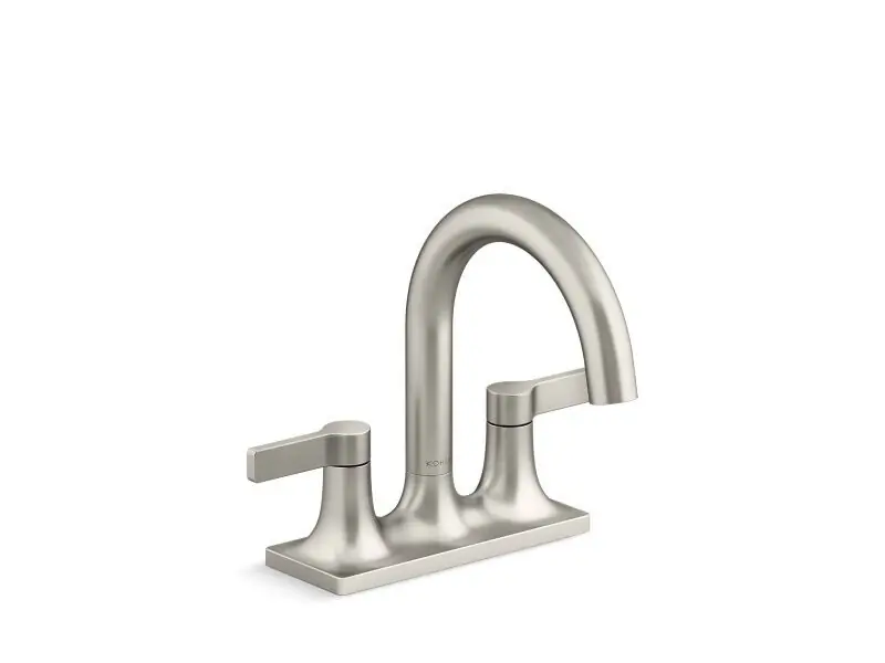 Kohler K-28124-4-BN Venza Vibrant Brushed Nickel 1.2 GPM 3 Hole Centerset Deck Mount Double Lever Handle Bathroom Faucet