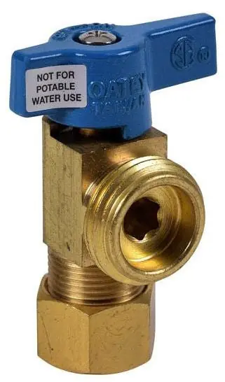 Oatey 38433 1/4 Turn Short Brass Ball Valve for Washing Machine Outlet Box, w/ UNS Blue Nut (Compression)