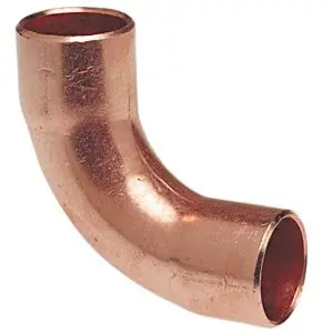 Nibco 9078450 Copper Elbow, Solder Pressure 607-LTR, 1 inch x 3/4 inch, 90-Degree 1/4 Bend Long Radius