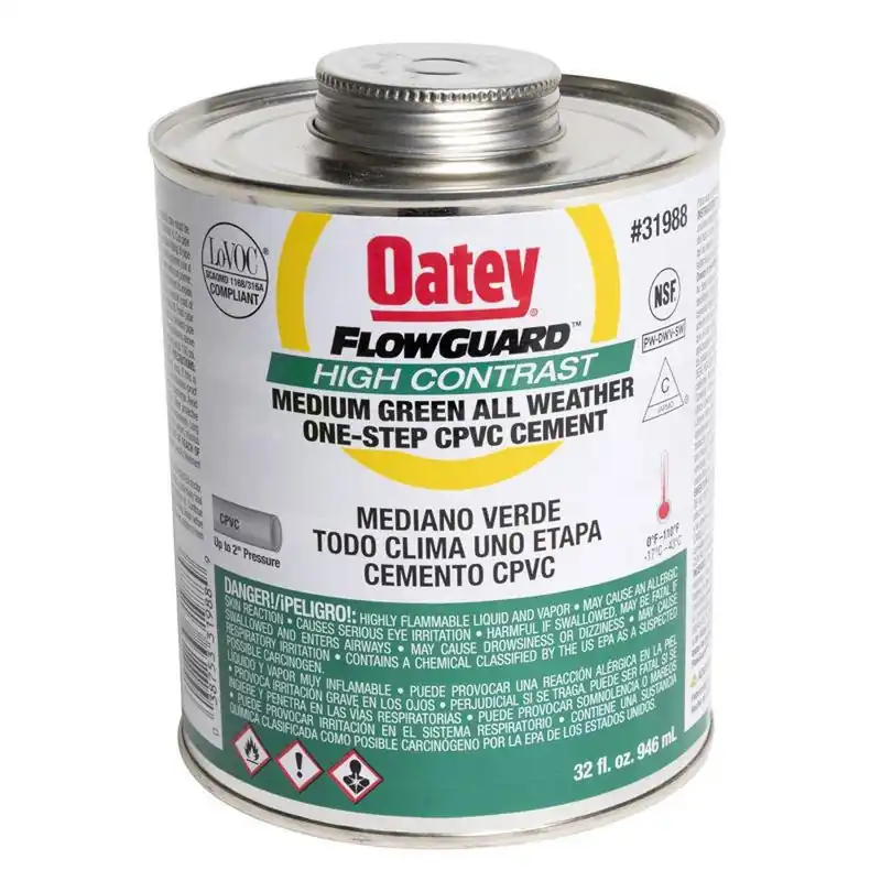 Oatey 31988 FlowGuard 32 oz Fast Set Plastic Green Pipe Cement