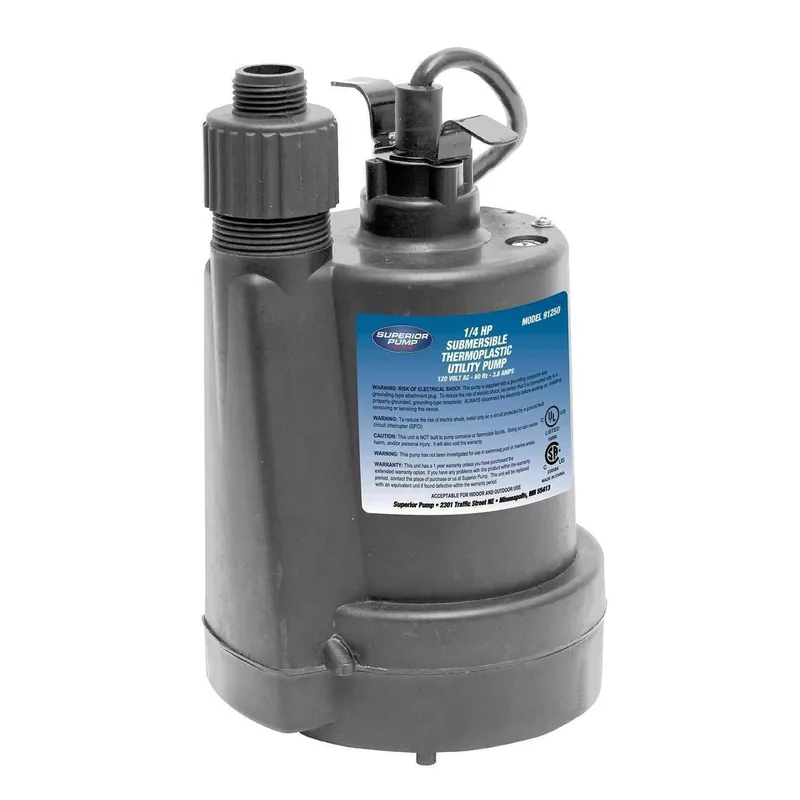 DECKO PRODUCTS 91250 1/4 HP Thermoplastic Submersible Utility Sump Pump