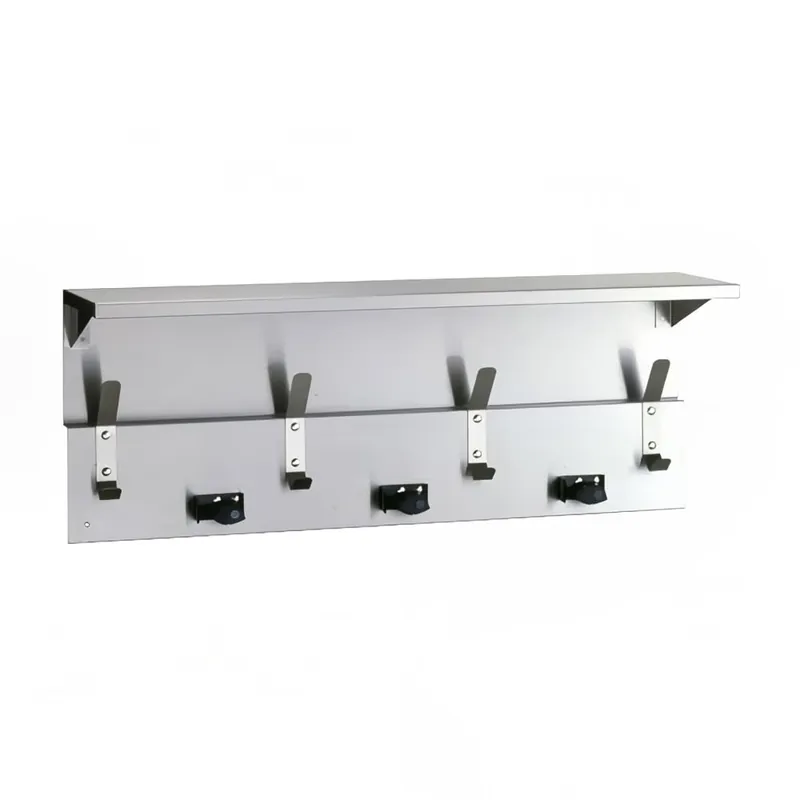 BOBRICK 239X34 Utility Shelf with Mop/Broom Holders and Hooks