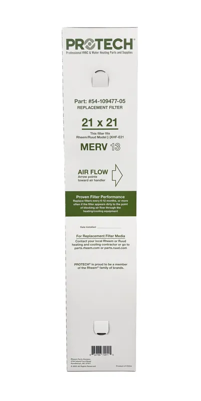 RUUD 54-109477-05 Exact-Fit Filter for Air Cleaner XHF-E21M13 MERV 13