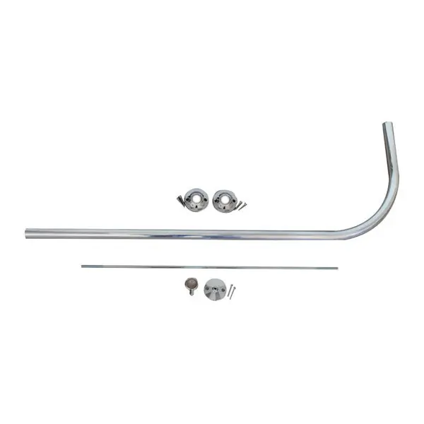 1'' X 5 FT Aluminum Corner Shower Rod (ELL) Bar With Flanges And Support Hardware