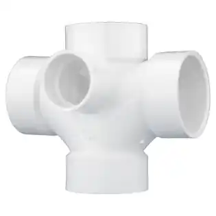 Charlotte Pipe PVC004380800 3 in PVC DWV Double Sanitary Tee with 2 in Side Inlet