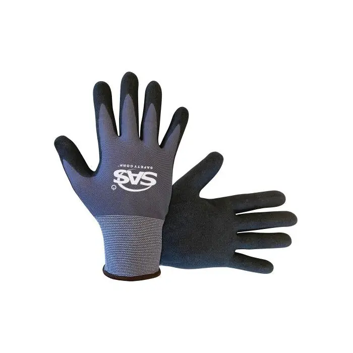 SAS SAFETY 640-7013 Single Dip Nitrile Coated Gloves Large