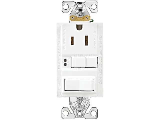 EATON WIRING SGFS15W-MSP GFCI Receptacle Outlet with Feed-Through Switch