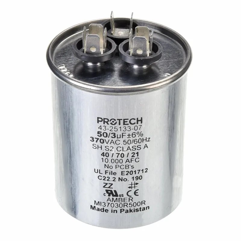 RUUD 43-25133-07 Dual Round Run Capacitor - 50/3 Microfarad 370V