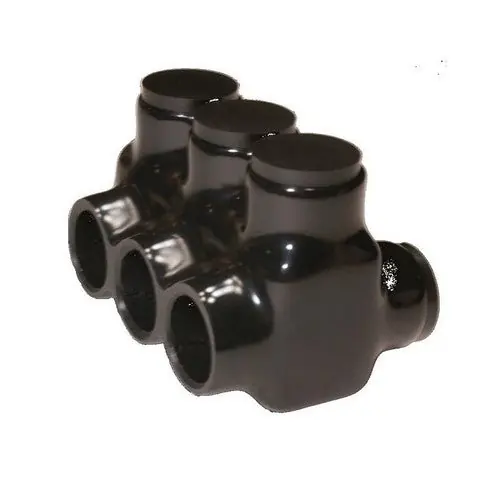 Morris Products 97613 Black Insulated Multi-Cable Connector - Dual Entry, 3 Ports, 4-14 Wire Range