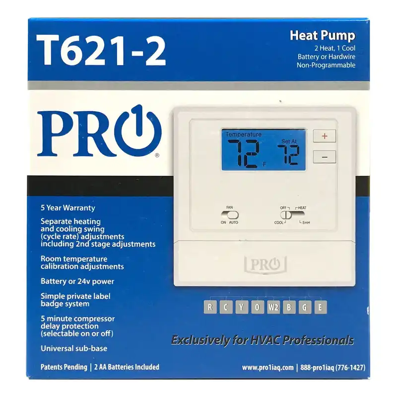 RUUD T621-2 Non-Programmable Thermostat 2-Heat/1-Cool Heat Pump