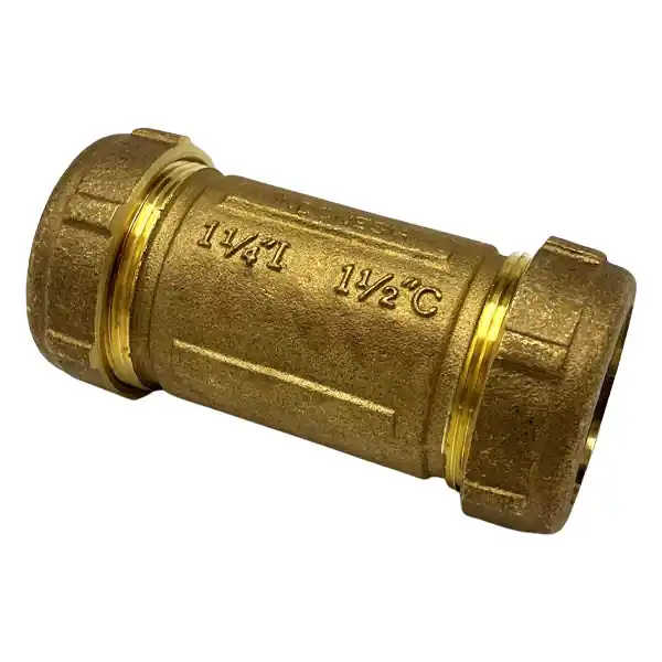 1 1/4'' Long Brass Compression Coupling (Lead-Free)