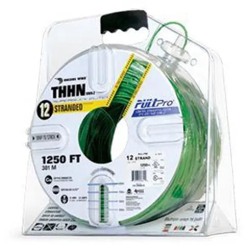 ENCORE THHN12STRGRN1250C THHN Stranded Copper Building Wire 12 AWG Green 1250 ft.