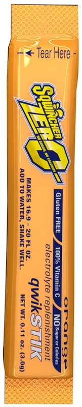 KENT PRECISION FOODS 159060100 Sqwincher Quik Stik Zero Orange Flavor Oral Electrolyte Solution