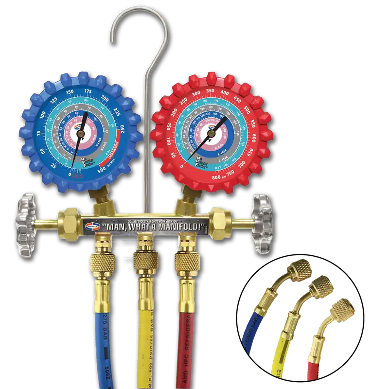 Uniweld A2LM5H 2-Valve Brass Manifold Set with 5' Hoses