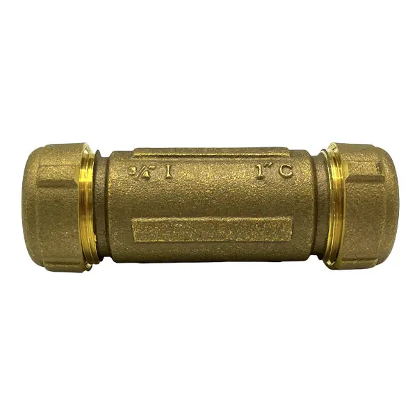 3/4'' Long Brass Compression Coupling (Lead-Free)