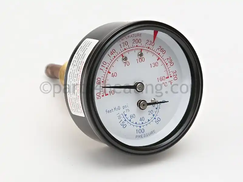 LOCHINVAR 100274770 Gauge T&P 0-75Psi 2-1/2X3/8