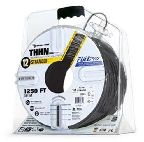 Encore THHN12STRBLK1250C THHN 12 AWG Copper Wire Black 1250 ft