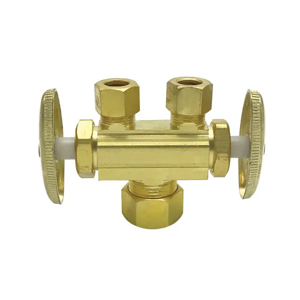 3/8'' OD X 3/8'' OD X 5/8'' OD Dual Shutoff Stop (Lead-Free)