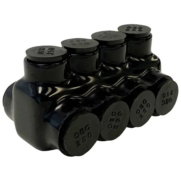 Morris Products 97614 Black Insulated Multi-Cable Connector - Dual Entry, 4 Ports, 4-14 Wire Range