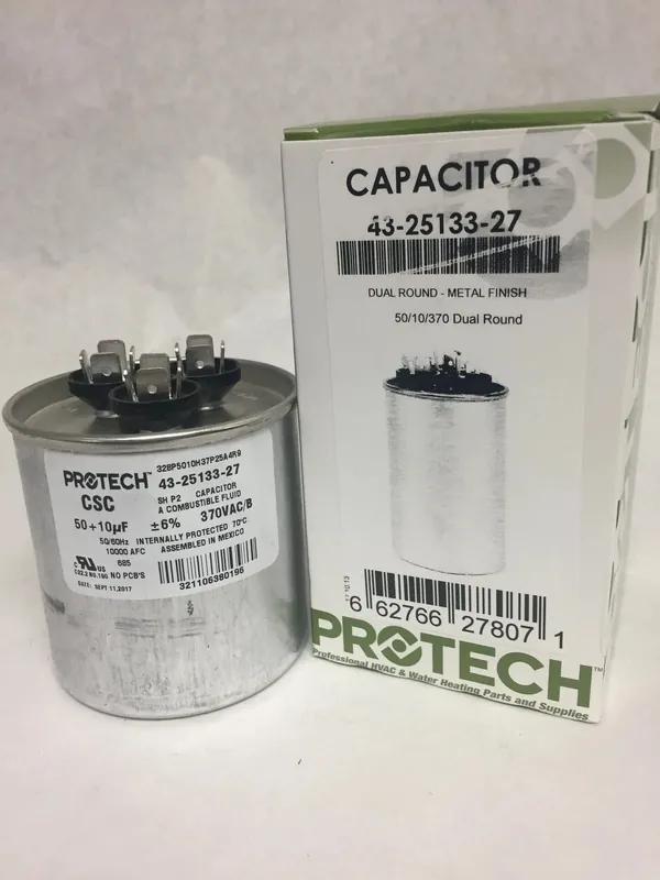 Ruud 43-25133-27 Dual Run Capacitor 50/10 MFD 370V