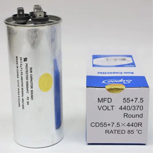 Sealed Unit Parts Supco CD55+7.5X440R HVAC Motor Round Dual Run Capacitor