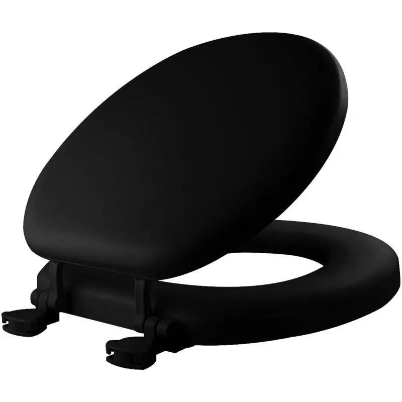BEMIS 7M15EC047 Mayfair by Bemis 15EC 047 Round Cushioned Vinyl Soft Toilet Seat in Black