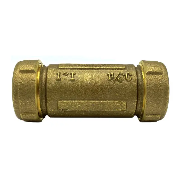 1'' Long Brass Compression Coupling (Lead-Free)
