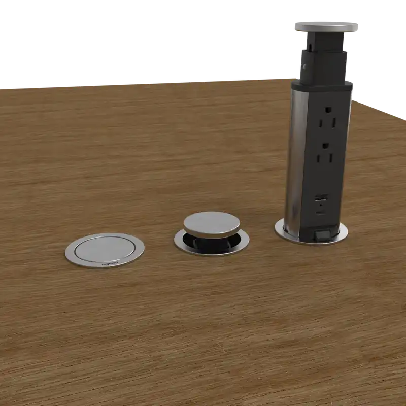 Wiremold POPUP-BK Pop Up Tower, 125V, 2 Outlets, 1 USB-A, 1 USB-C