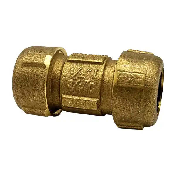 1/2'' Short Brass Compression Coupling (Lead-Free)