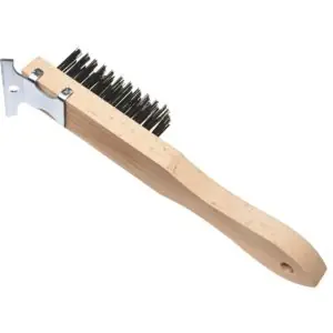 Best Look 404 Straight Wood Handle Wire Brush with Scraper