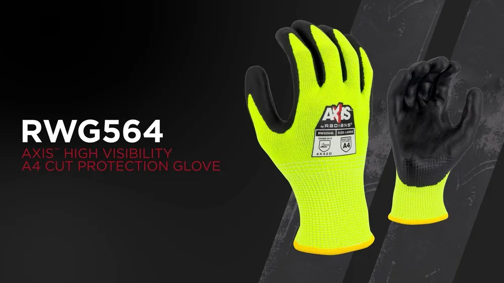 RADIANS RWG564-S-DZ AXIS Cut Protection Level A4 High Visibility Work Glove