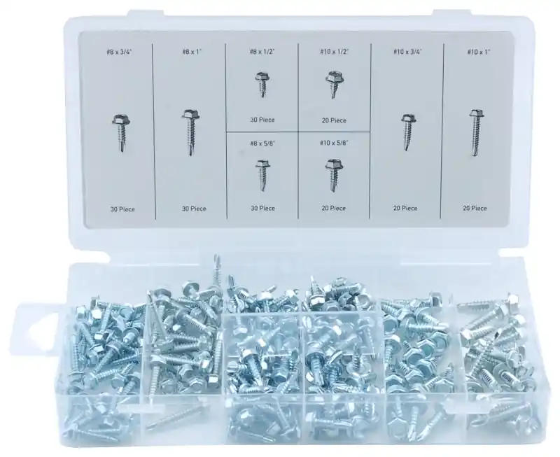 Parker 61450 Screw Assortment, Carbon Steel, Zinc, 200-Piece