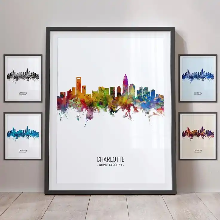CHARLOTTE 4983 CHARLOTTE North Carolina Skyline Art Print