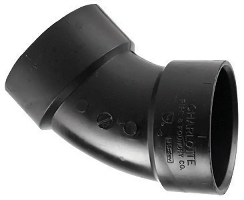 CHARLOTTE PIPE AND FOUNDRY ABS003210800 2 in Hub x Hub 45 Degree ABS Elbow