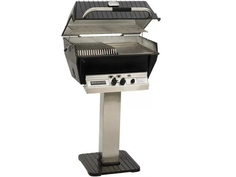 Empire Comfort Systems SS26P Super Premium Gas Grill on Stainless Steel Patio Post