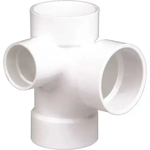 FITTINGS 4871 3 in. x 3 in. x 2 in. x 2 in. PVC All-Hub Sanitary Tee with 90-Degree Left Inlet Hub Fitting