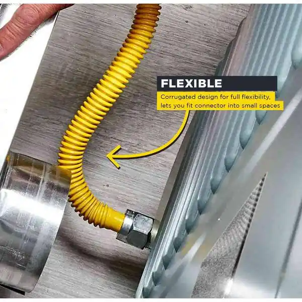 EVERFLOW FTGC-YC12-18C Yellow Coated Stainless Steel Gas Connector