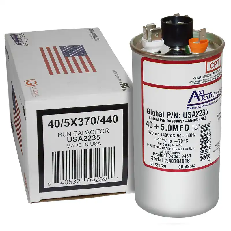 Packard RD40/10-440A Packard Titan Hd Run Capacitor 40+7.5 Mfd 440/370 Volt Round