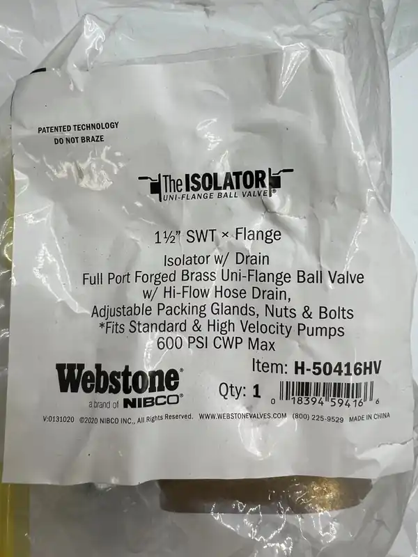 NIBCO H-50416 Isolator Uni-Flange Ball Valve
