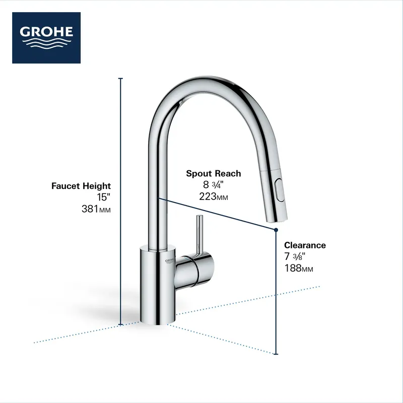 GROHE 32665DC0 Concetto Single-Handle Pull-Down Kitchen Faucet