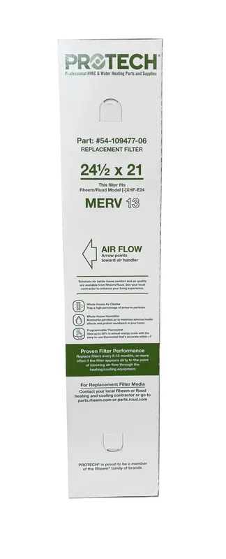 RUUD 54-109477-06 Exact-Fit Filter for Air Cleaner XHF-E24M13 MERV 13