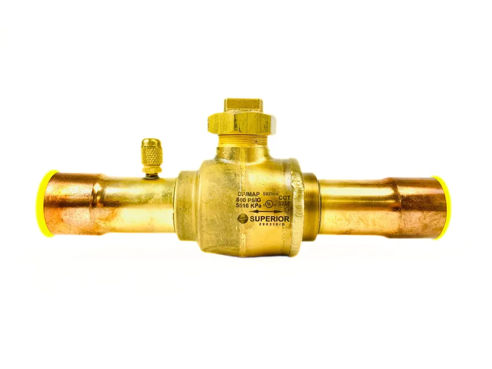 Superior Refrigeration 592WAS-13ST 1-3/8 ODS Brass Ball Valve with Access Fitting